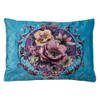 Clayre & Eef Sierkussen 70x50x6 cm Blauw Synthetisch Bloemen Kussenhoes met Kussenvulling Blauw Kussenhoes met