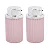 Berilo zeeppompje/dispenser Roma - 2x - roze/zilver - kunststof - 8 x 15 cm - 420 ml - Zeeppompjes