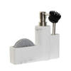 Items Zeeppompje met keuken organizer Marble - wit/zilver - polyresin - 21x 6 x 19 cm - Zeeppompjes