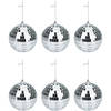 Articasa Disco kerstballen - 6x st - zilver - D6 cm - kunststof - Kerstbal