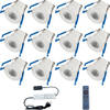 LED Veranda Spot Complete Set - Velvalux - 12 Stuks - 3W - Warm Wit 3000K - Dimbaar - Waterdicht IP65 - Inbouw - Rond -