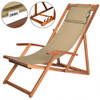 Strandstoel Acaciahout beige, tuinstoel, ligstoel