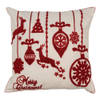 Clayre & Eef Kussenhoes 45x45 cm Wit Rood Polyester Vierkant Kerst Wit