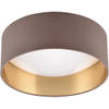 LED Plafondlamp - Trion Lukaku - Warm Wit - 3000K - 12W - Rond - Taupe - Textiel