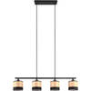 LED Hanglamp - Trion Lazo - E14 Fitting - 4-lichts - Rechthoek - Mat Zwart - Metaal