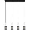 LED Hanglamp - Hangverlichting - Trion Josh - E27 Fitting - 4-lichts - Rond - Zwart Wit - Metaal