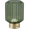 LED Tafellamp - Trion Doli - 1.5W - Warm Wit 3000K - Oplaadbare batterijen - Mat Messing - Metaal - Groen Glas