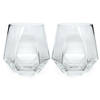 Intirilife 2x drinkglas in hexagon design transparant - 240 ml inhoud - water sap glas vaatwasmachinebestendig