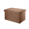 Intirilife kruk 49x30x30 cm in amber bruin - zitkubus met opbergruimte en bekleding van stof met linnenlook