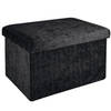 Intirilife opvouwbare bank 49x30x30cm in zwart fluweel kruk stoel met opbergruimte en deksel met fluwelen hoes opbergbox