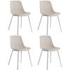 tectake® Mave Stoelen - Set van 4 Kunststof Eetkamerstoelen in Modern Design - Taupe/Chroom - Comfortabel en Stijlvol