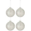 J-line - Doos Van 4 Kerstballen Sterretjes Glas Zilver Large - 12x12x12cm