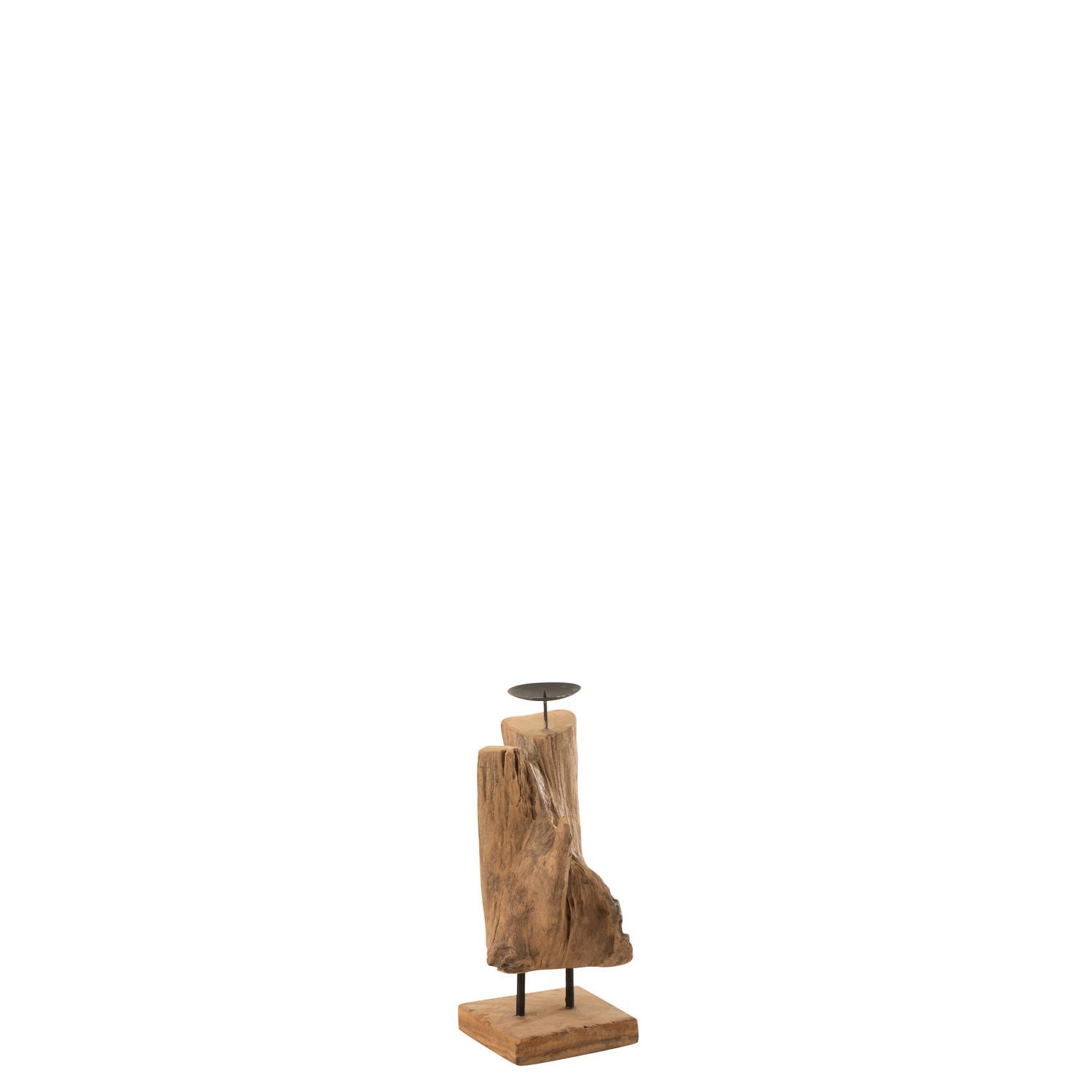 J-line - Kaarshouder Stam Teak Hout Naturel Small - 15x15x35cm