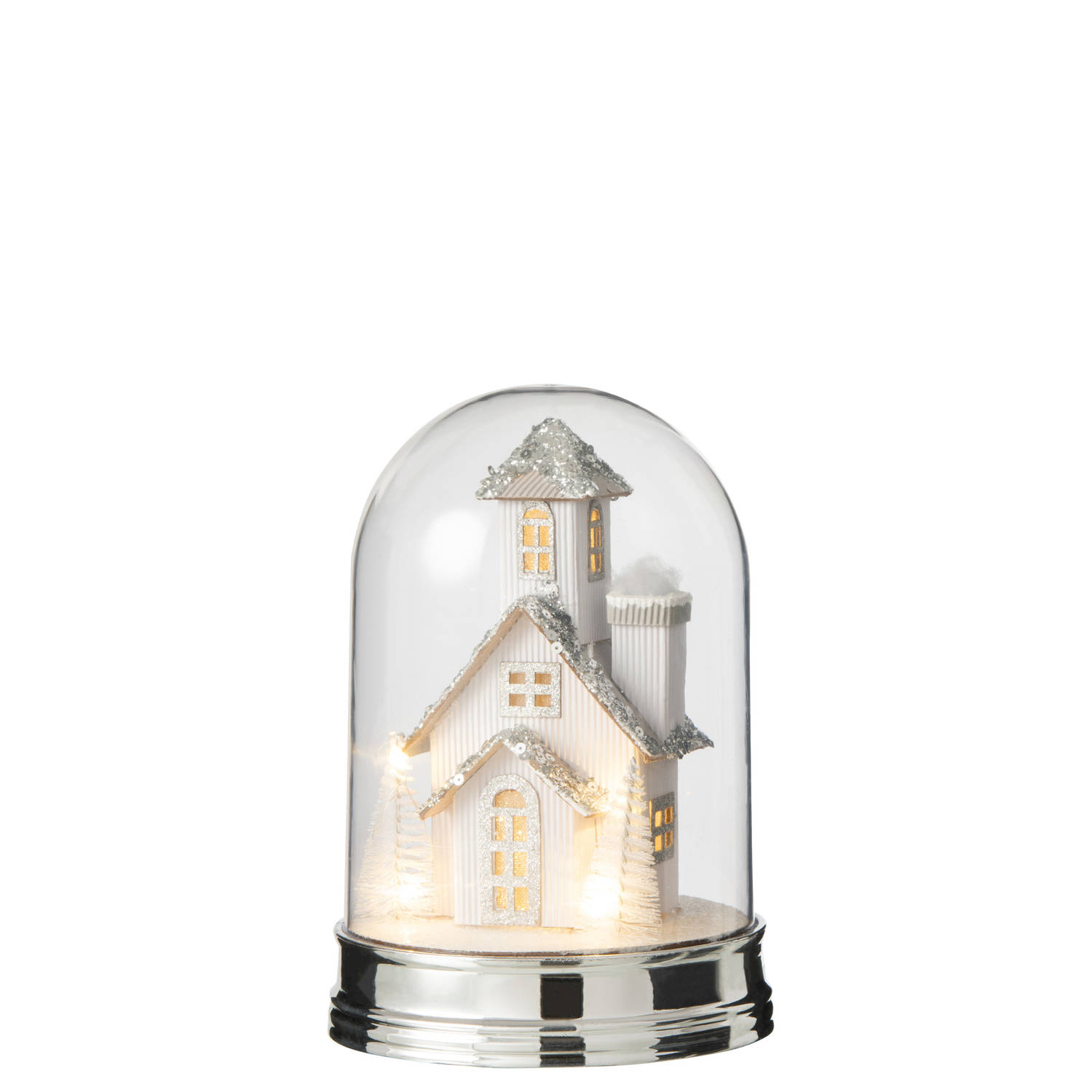 J-line - Stolp Winter Huis Led Acryl Wit Small - 16x16x23cm