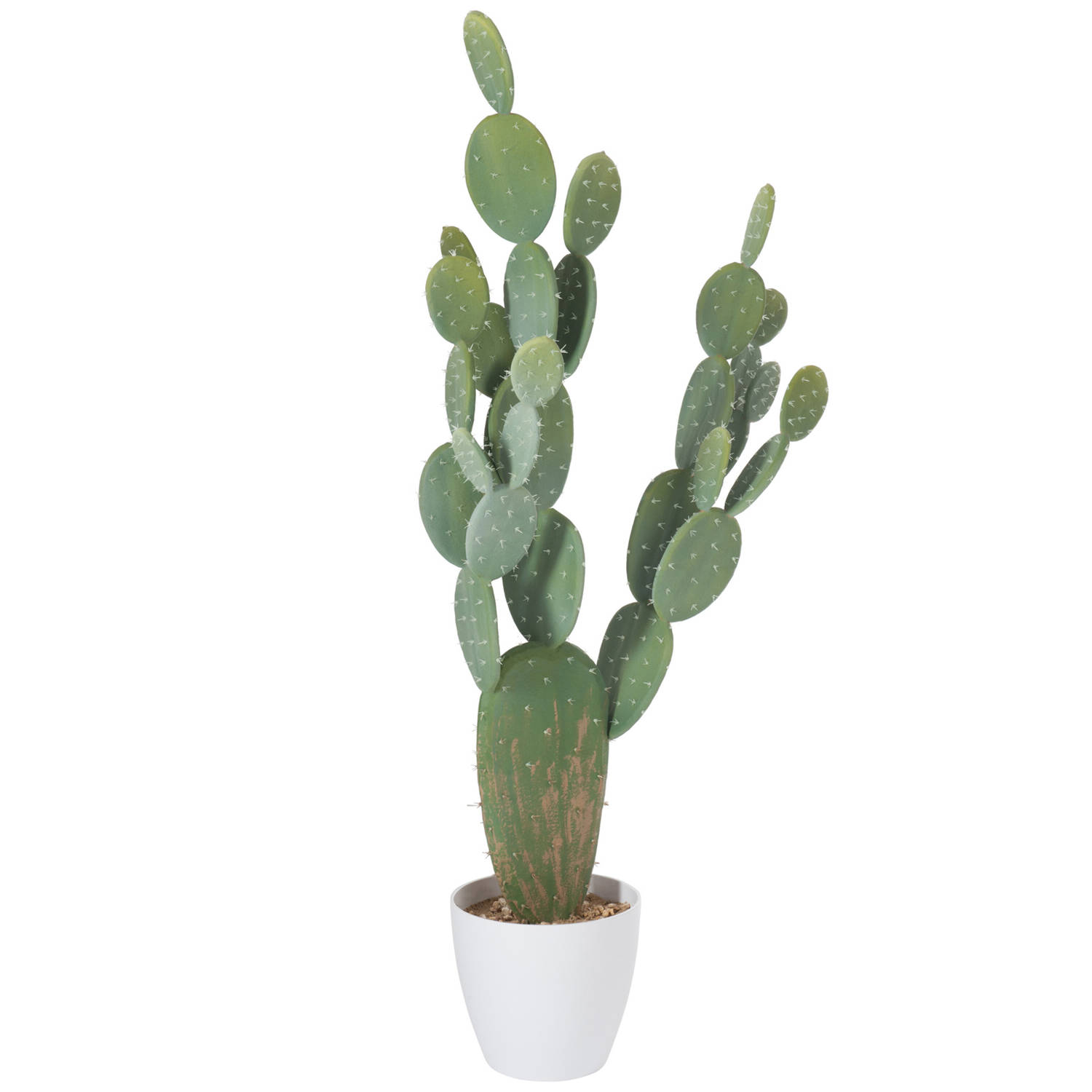 J-line - Cactus+pot Plastic Groen/melamine Wit Xl - 60x24.5x130cm