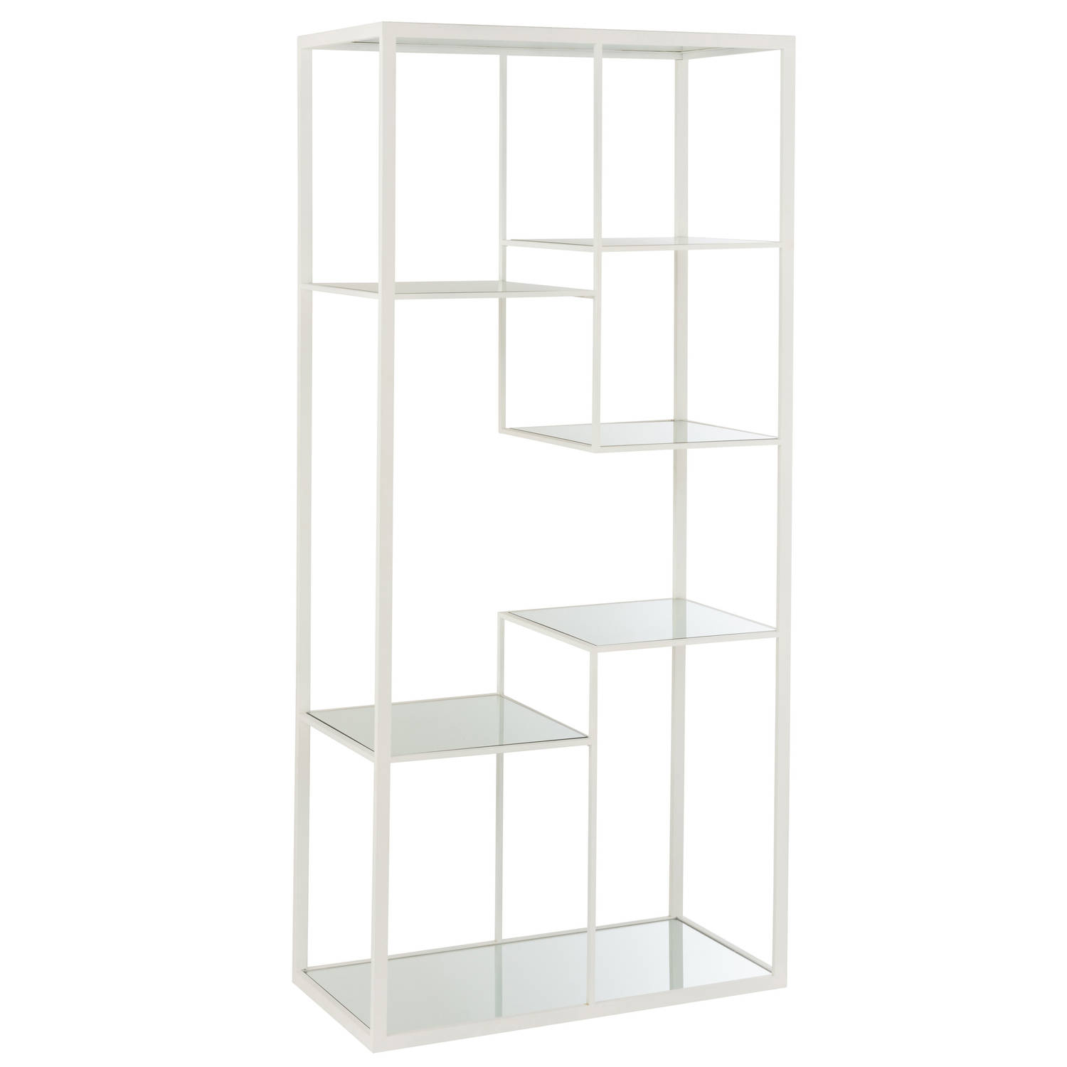 J-line - Rek 5 Legplanken Metaal/glas Wit - 82x42.5x177cm