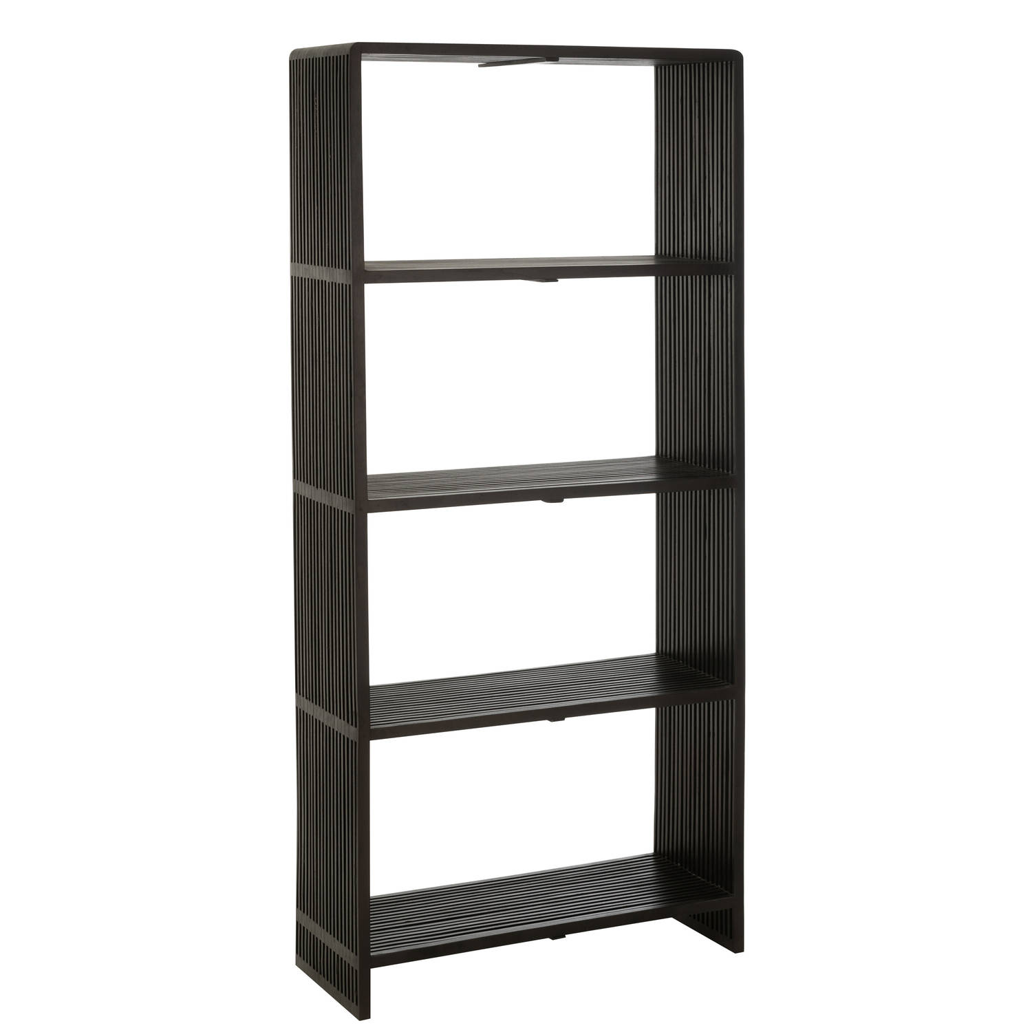 J-line - Boekenkast 4 Schappen Gerecycleerd Teak Zwart - 88x35x190cm