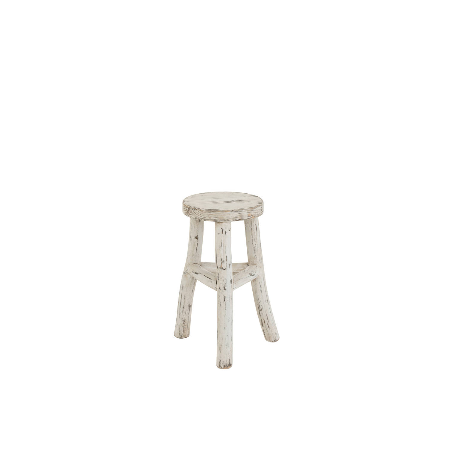 J-line - Kruk Ibiza Rond Hout White Wash - 26x26x50cm