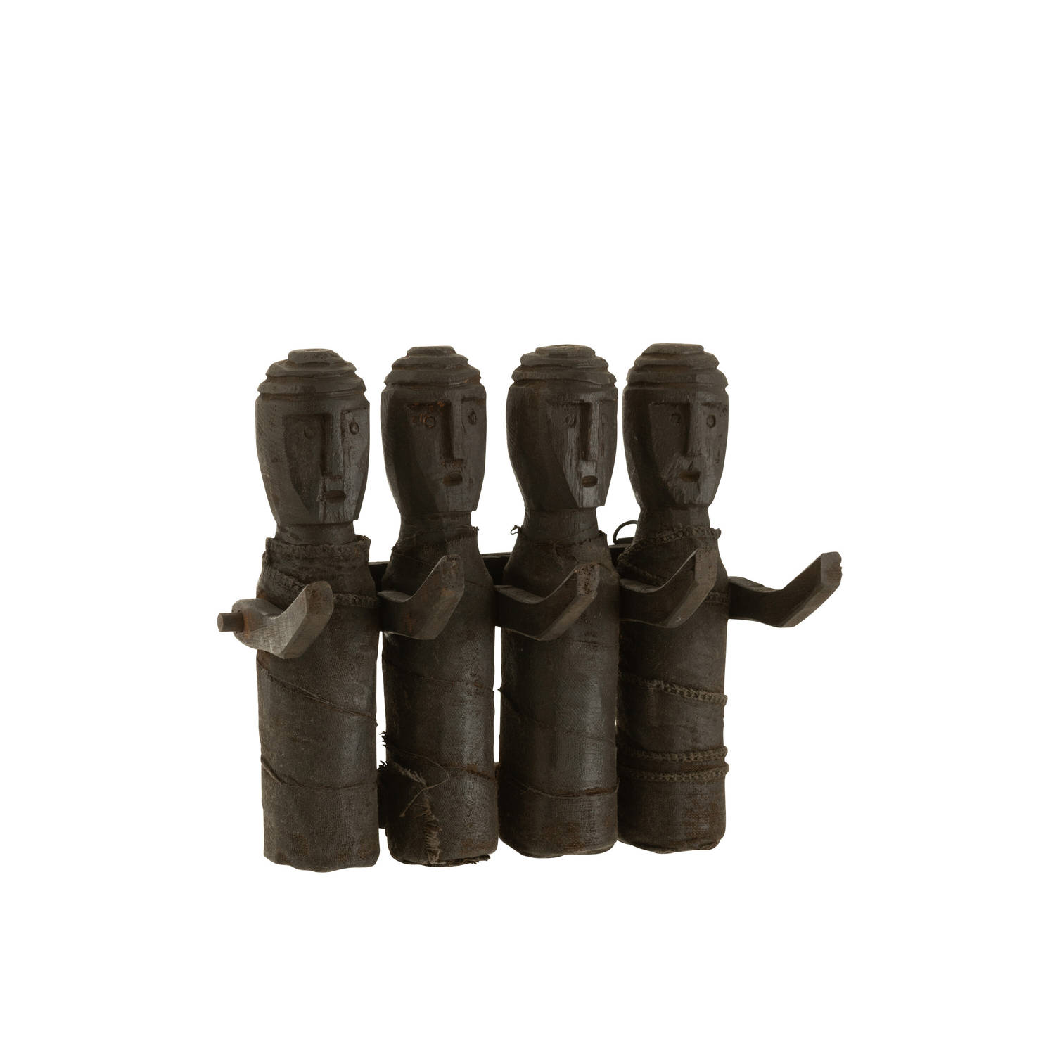 J-line - Kapstok Puppets Hout Zwart - 25x5x20cm