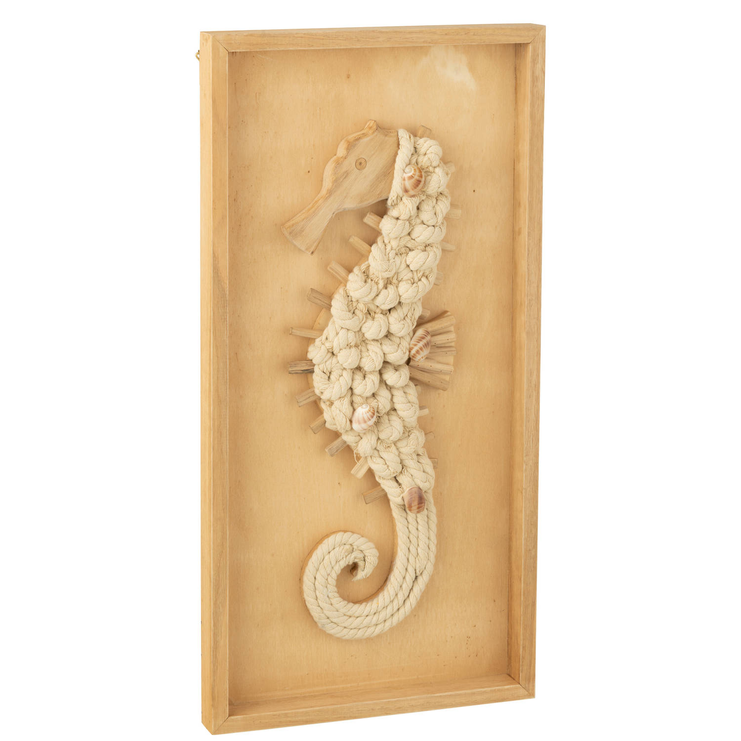 J-line - Wanddecoratie Zeepaardje Hout Naturel - 30x3.5x60cm