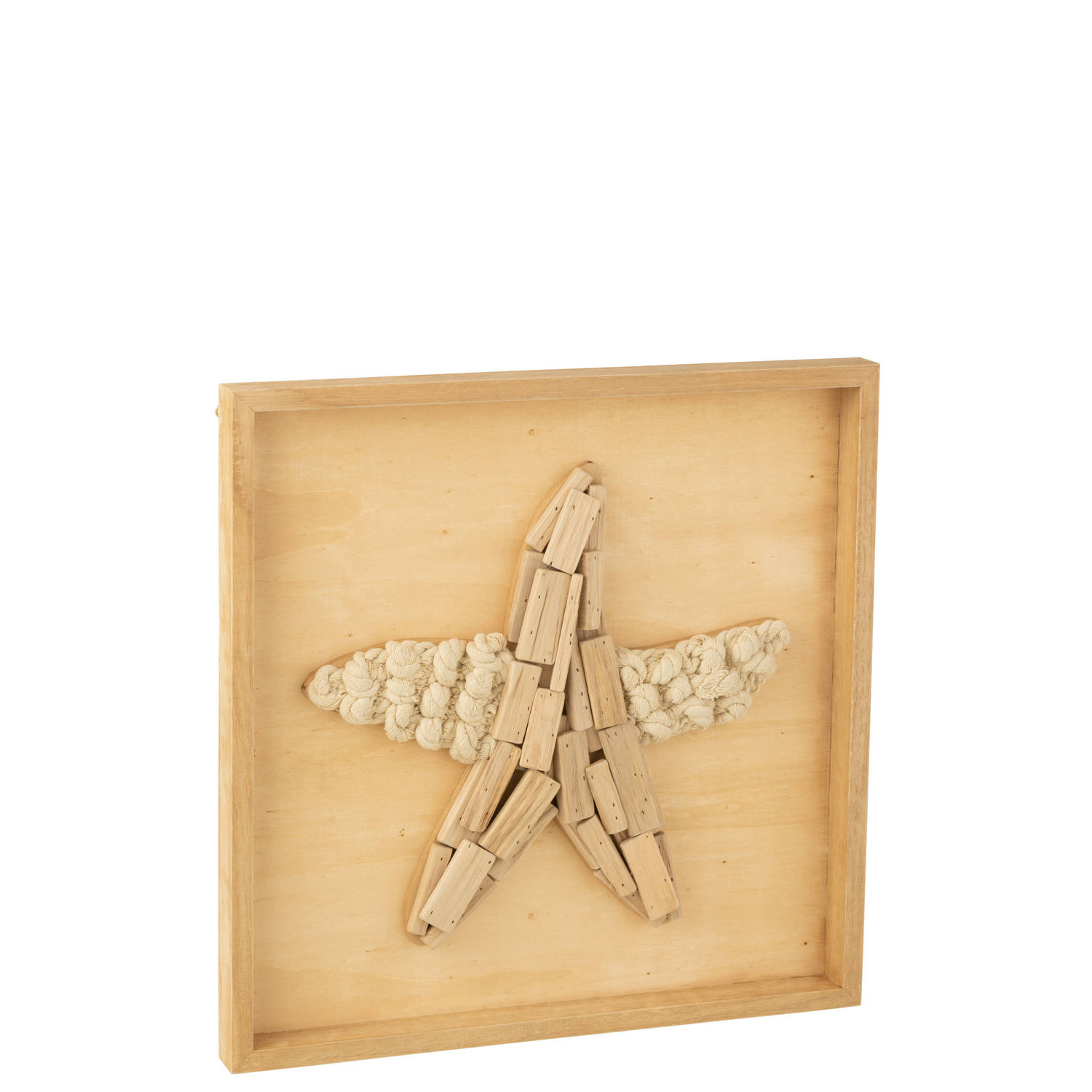 J-line - Wanddecoratie Zeester Hout Naturel - 45x3.5x45cm