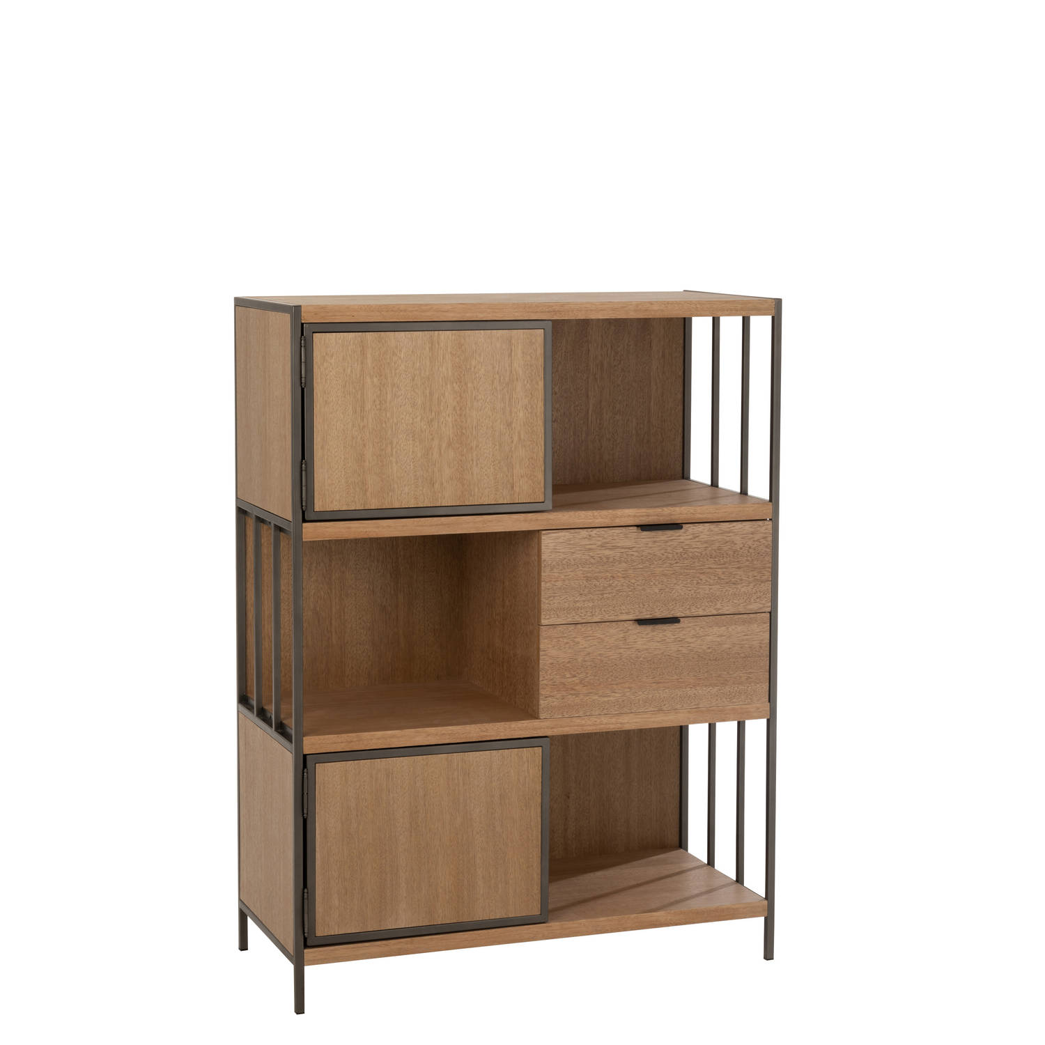 J-line - Kast Verschillende Compartimenten Hout/metaal Naturel - 90x40x120.5cm