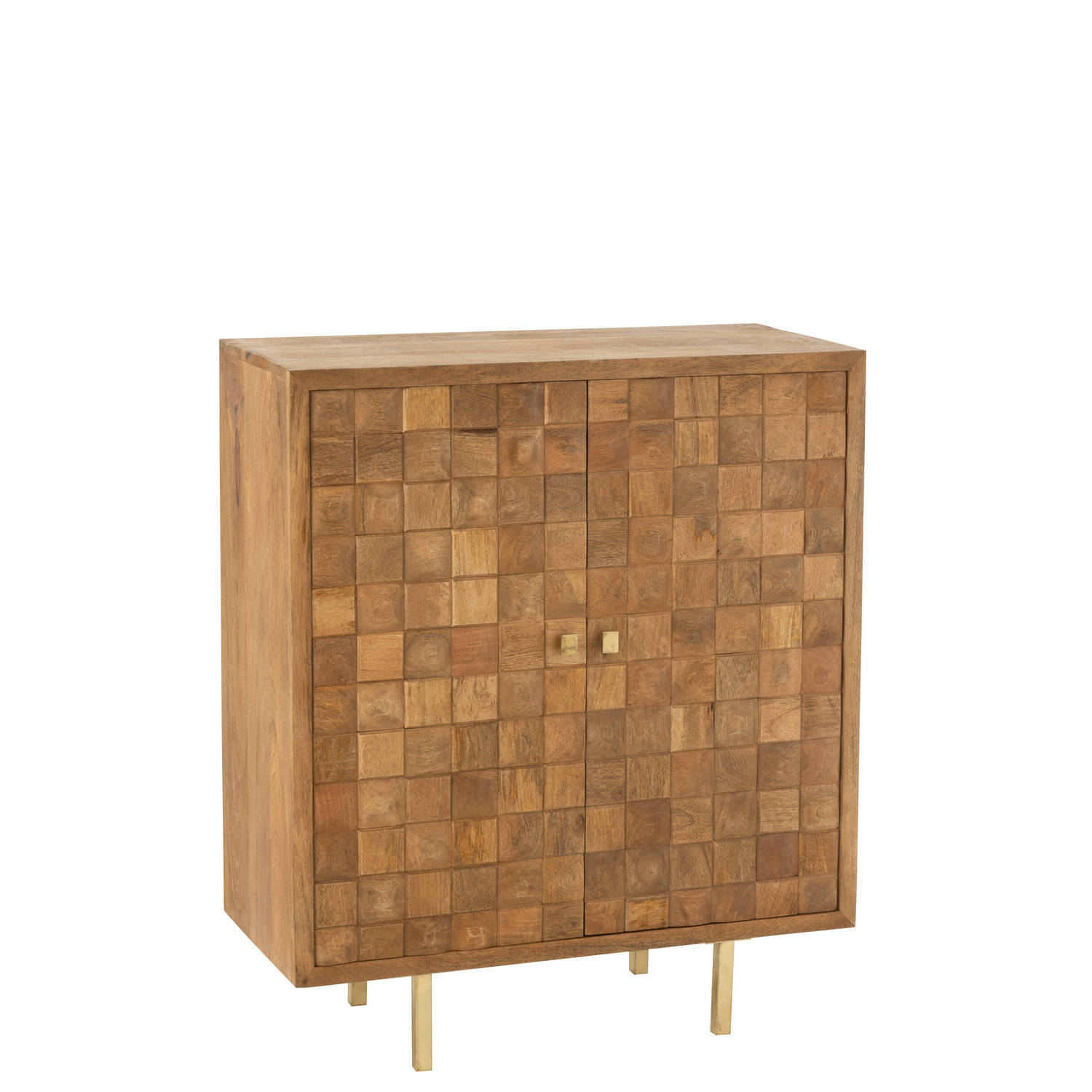 J-line - Kast Nino Metaal/mangohout Naturel/goud - 89x42x104cm