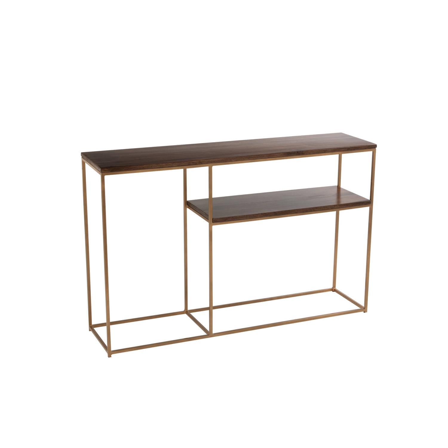 J-line - Console Rafi 2planken Ijzer/mango Hout Goud/donker Bruin - 114.5x28.5x73cm