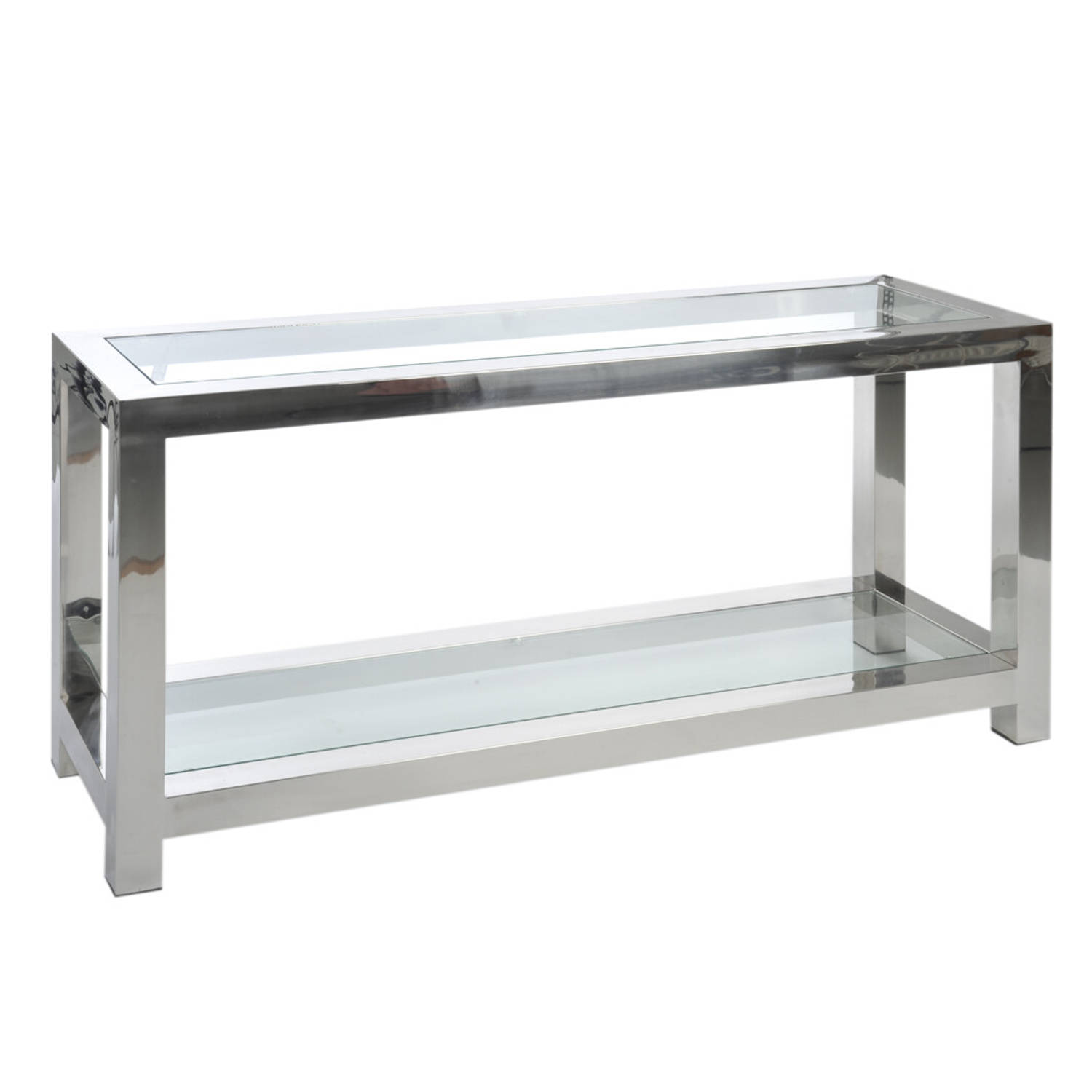 J-line - Console Roestvrij Staal/glas Zilv 140x40x70cm - 140x40x70cm