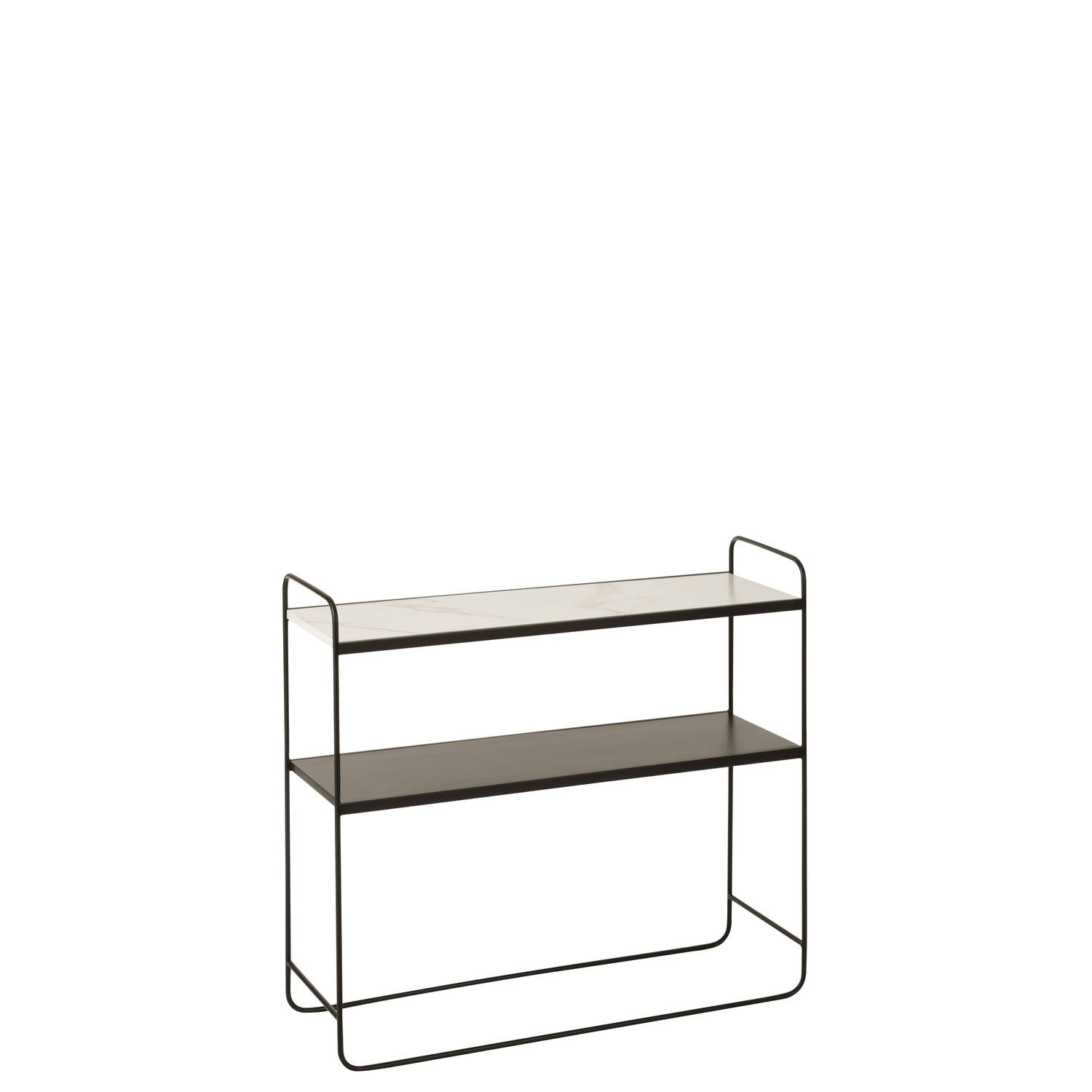 J-line - Console Marmer 2 Planken Mdf/ijzer Zwart - 90x30.5x80.5cm