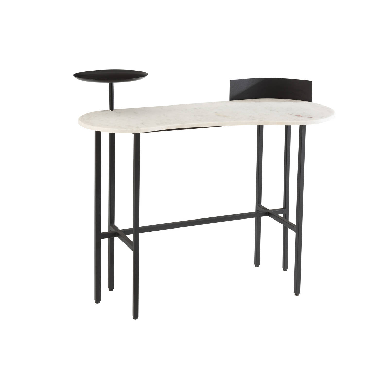 J-line - Console Marmer/ijzer Wit/zwart - 110x60x90cm