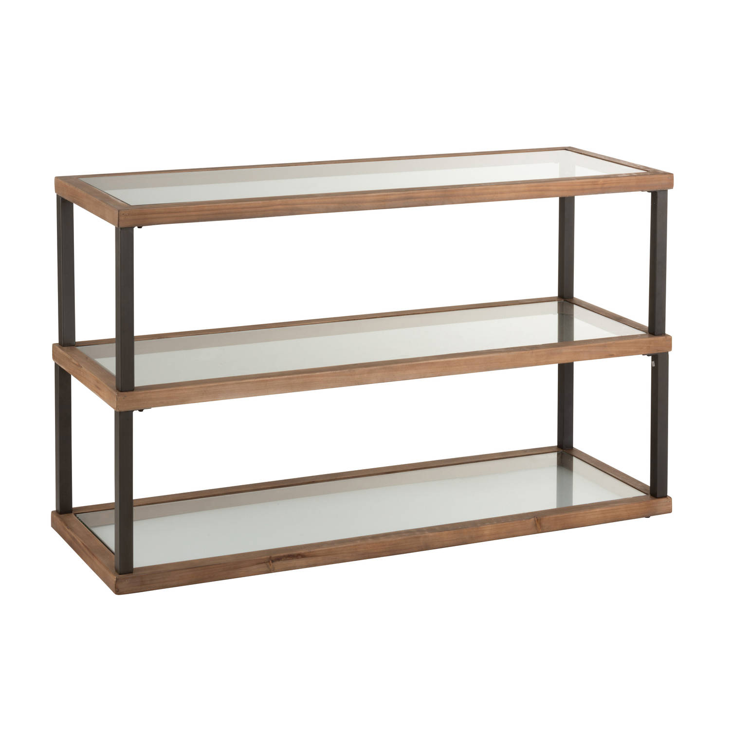 J-line - Console 3 Niveaus Glas/hout Bruin - 132x46x79cm