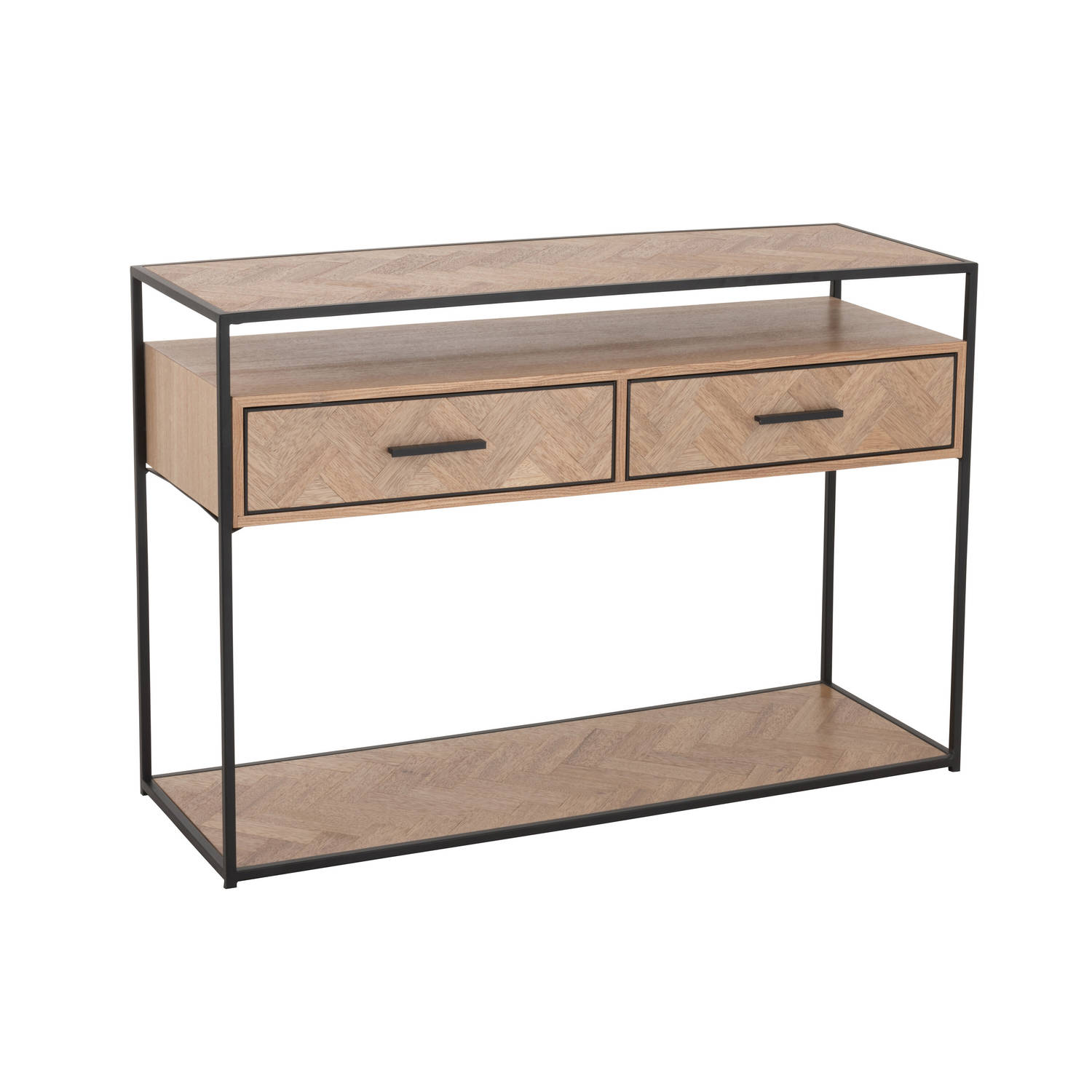 J-line - Console Zigzag 2 Lades Hout/metaal Naturel/zwart - 120x40x80cm