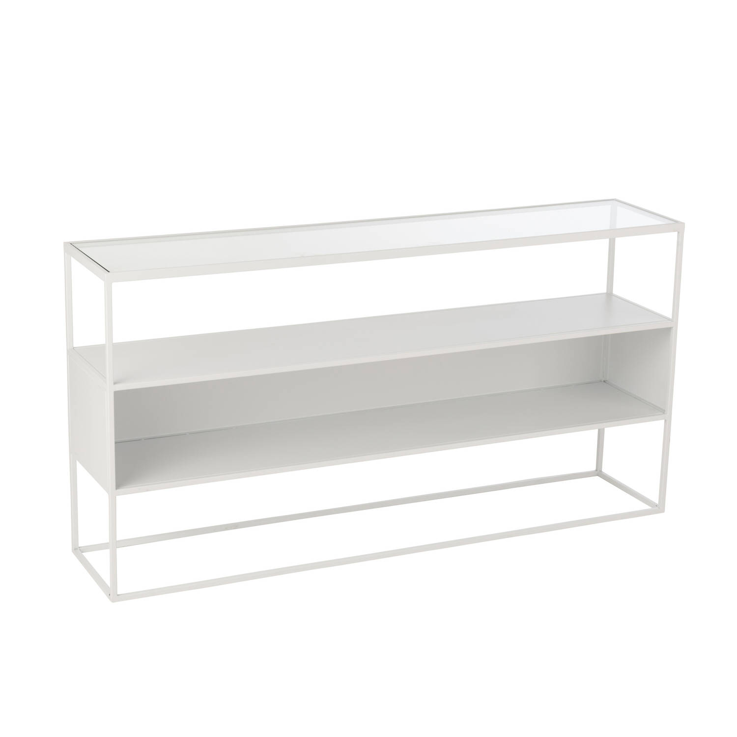 J-line - Console Vierkant Metaal/glas Wit - 140x30x72cm