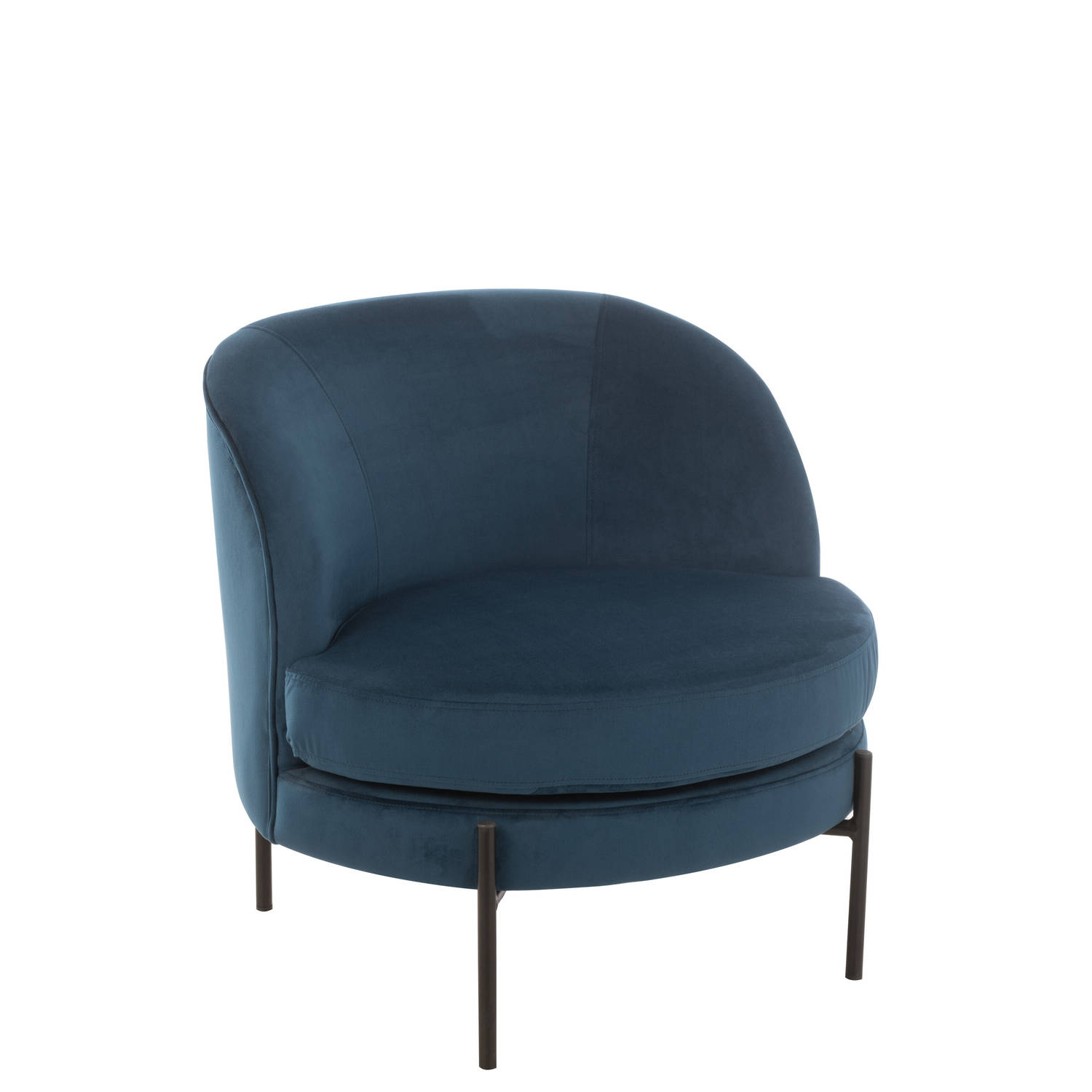 J-line - Loungestoel Rond Textiel/metaal Blauw - 71x67x66cm