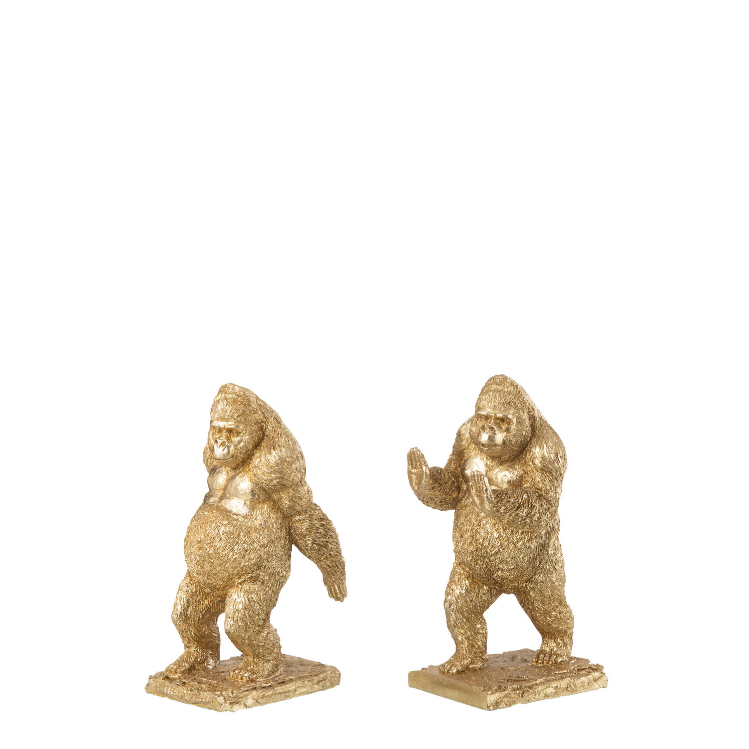 J-line - Set Van 2 Boekensteun Gorilla Resin Goud - 14x12.5x24.5cm