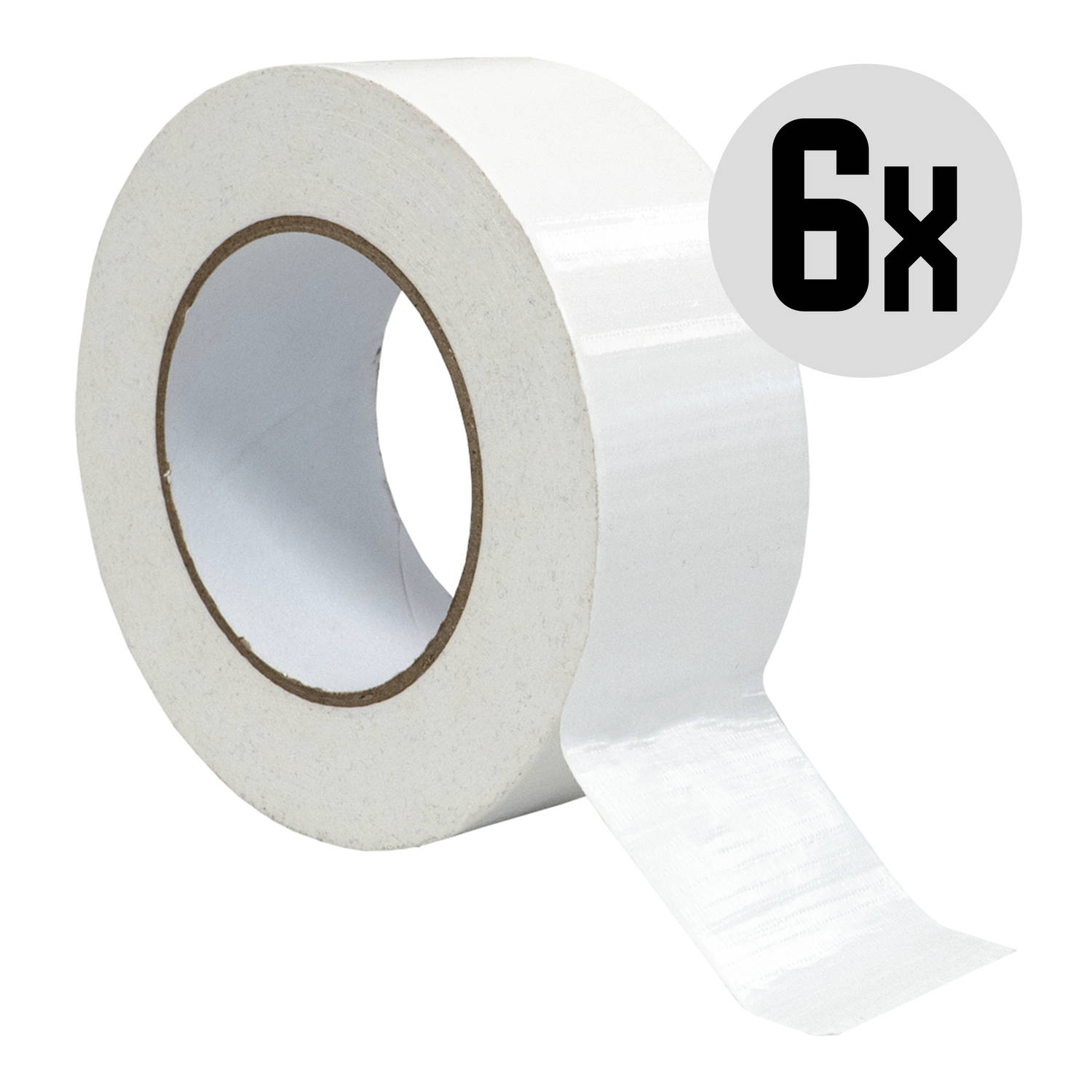 DULA Duct tape - Wit - 50mm x 50m - 6 Rollen Ducktape - Reparatie tape