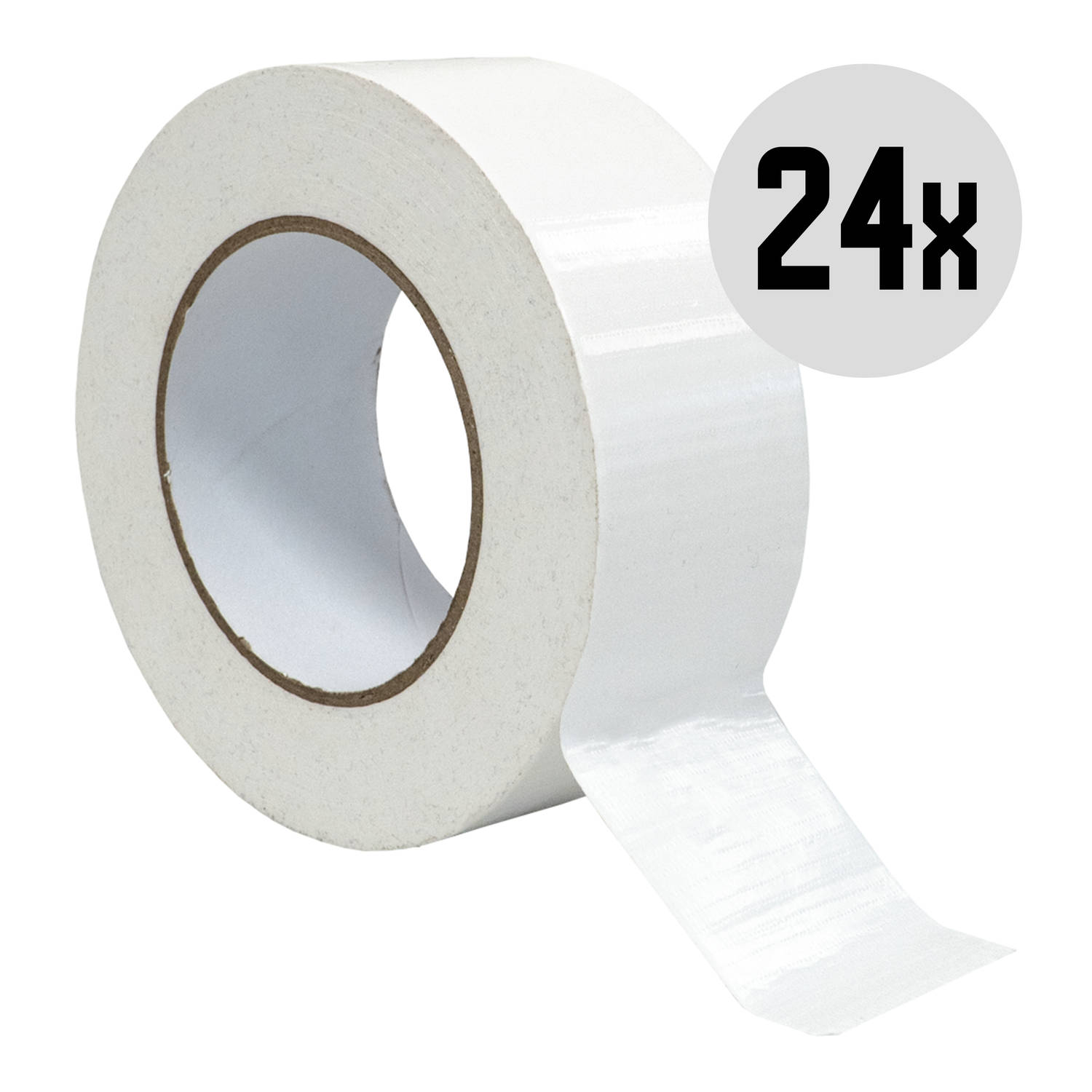 DULA Duct tape - Wit - 50mm x 50m - 24 Rollen Ducktape - Reparatie tape