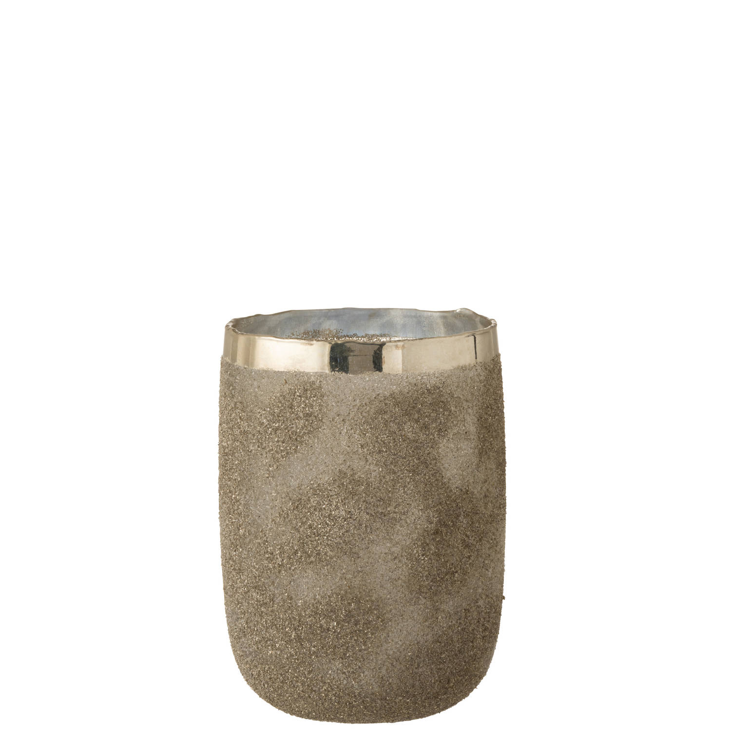 J-line - Theelichthouder Frosty Rond Glas Zilver Extralarge - 19.5x19.5x25.5cm