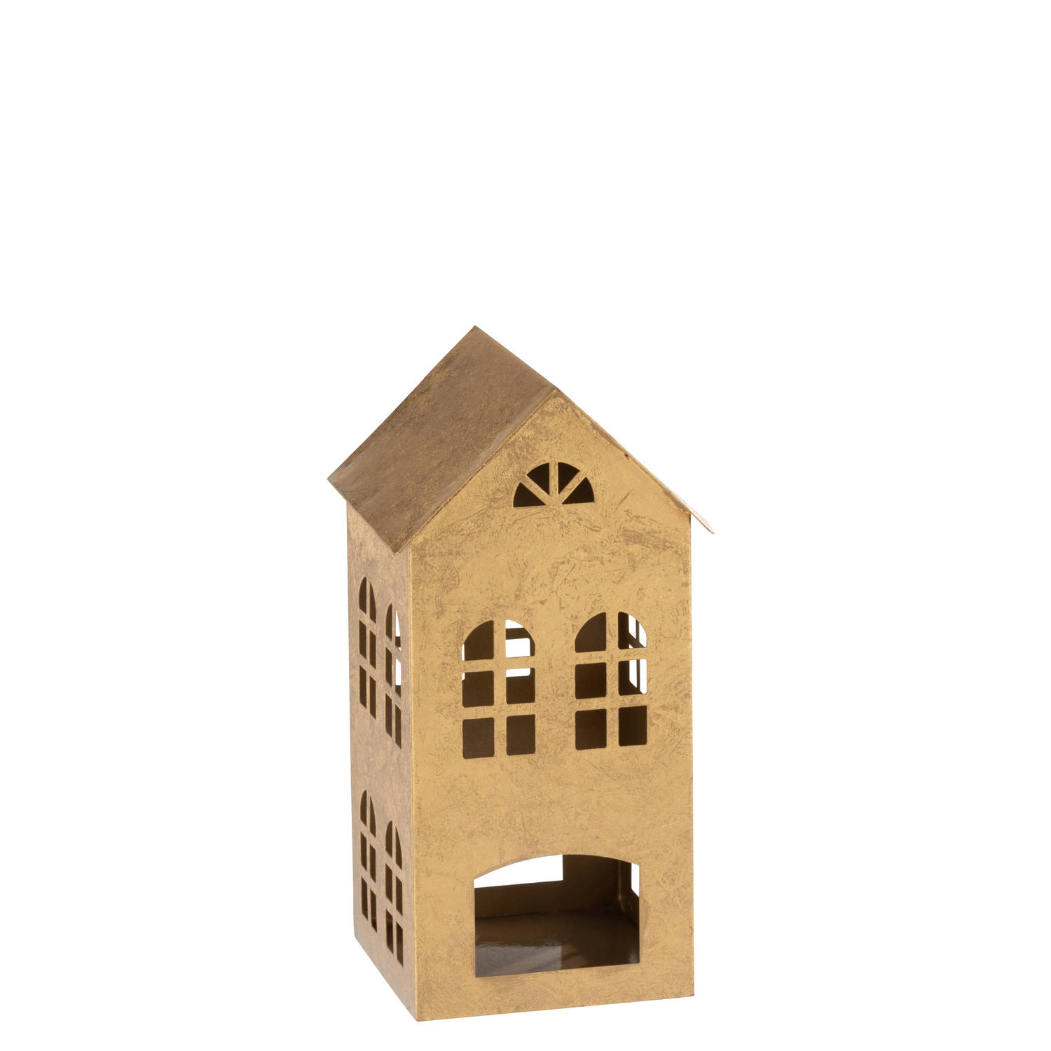 J-line - Kaarshouder Huis Alpha Ijzer Goud - 15x14.5x28cm