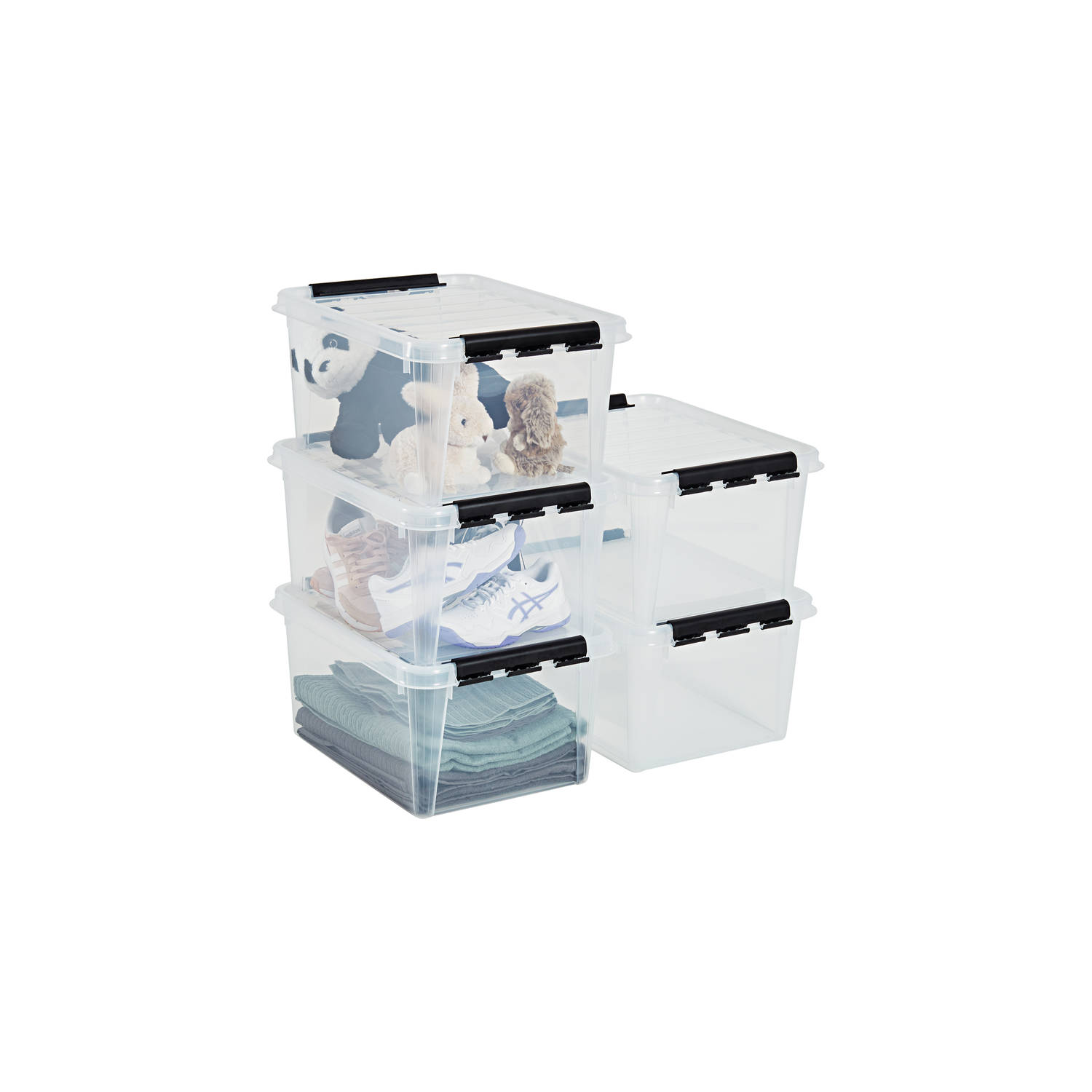 Set van 5 - Opbergdoos met deksel - 32 Liter - Opbergbox SmartStore™ Classic 31 - Stapelbaar en Nestelbaar - 10 jaar garantie - Voedselveilig - BPA vrij - Stevige deksels en verste