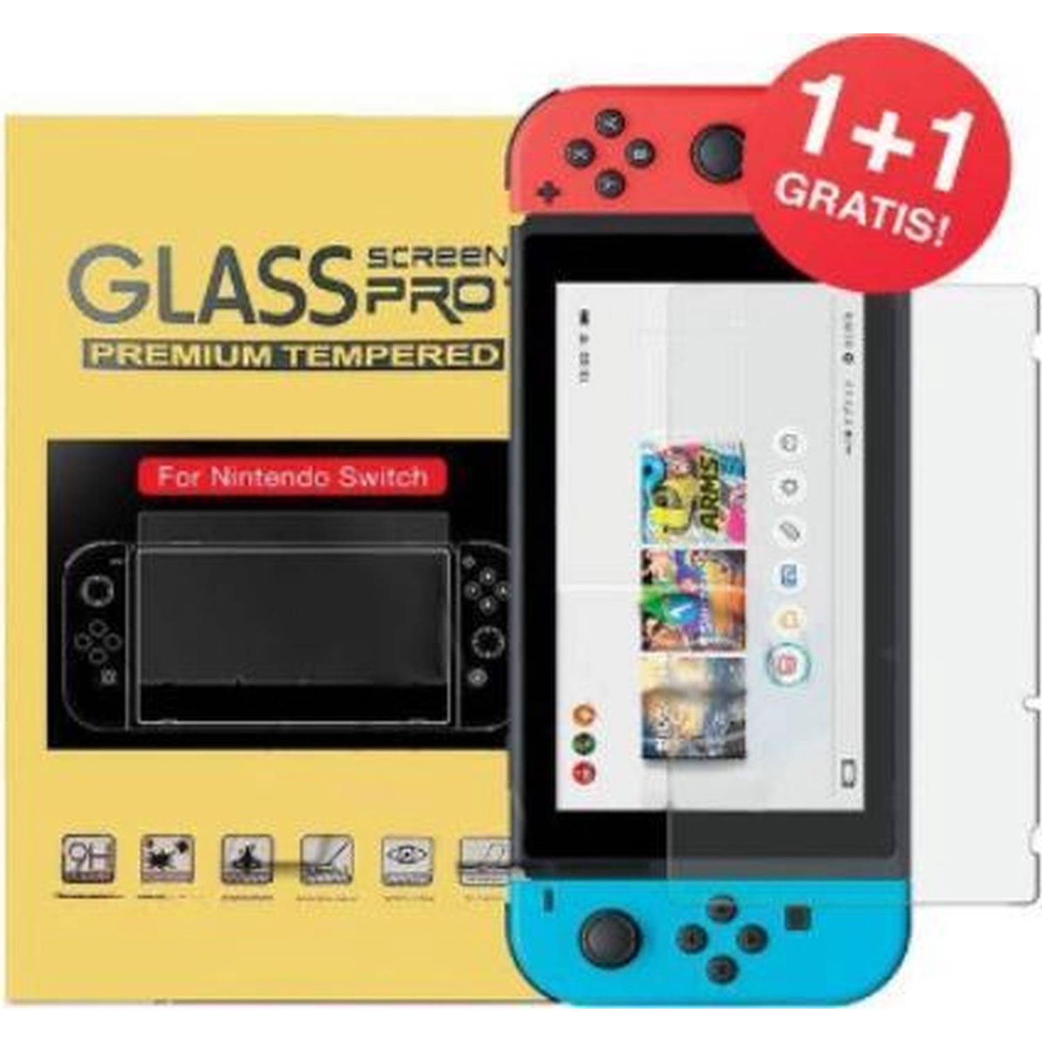 Knaak Screen Protector geschikt voor Nintendo Switch - 9H Gehard Glas - 2 stuks