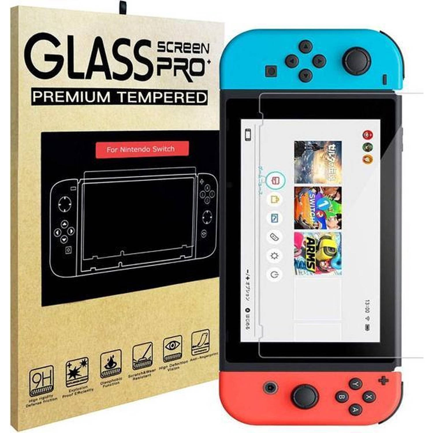 Knaak Screen Protector geschikt voor Nintendo Switch - 9H Gehard Glas - 1 stuk