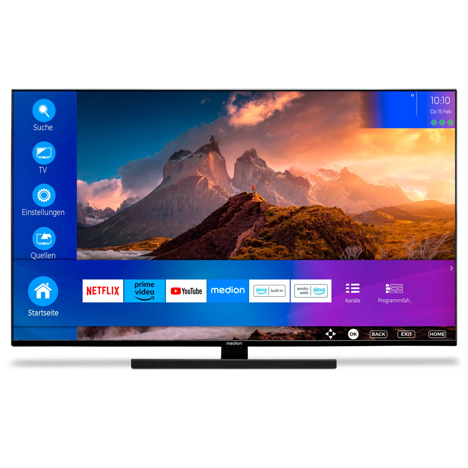 Medion X14323 (MD 30960) QLED Smart TV - 108 cm (43'') Ultra HD-scherm - HDR - Dolby Vision - Micro Dimming - MEMC - geschikt voor PVR - Netflix - Amazon Prime Video - Bluetooth -