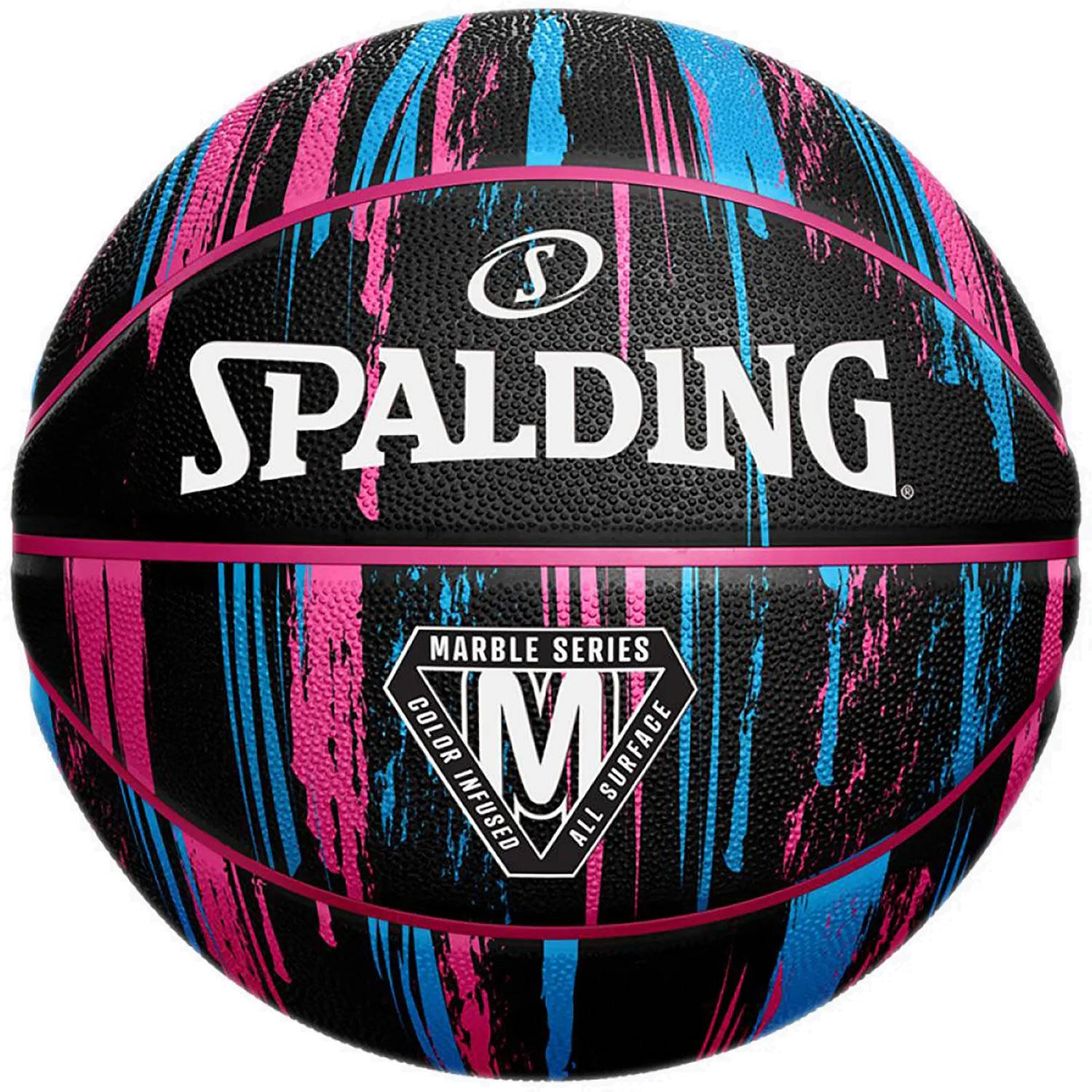 Spalding Marble basketbal zwart roze blauw maat 6