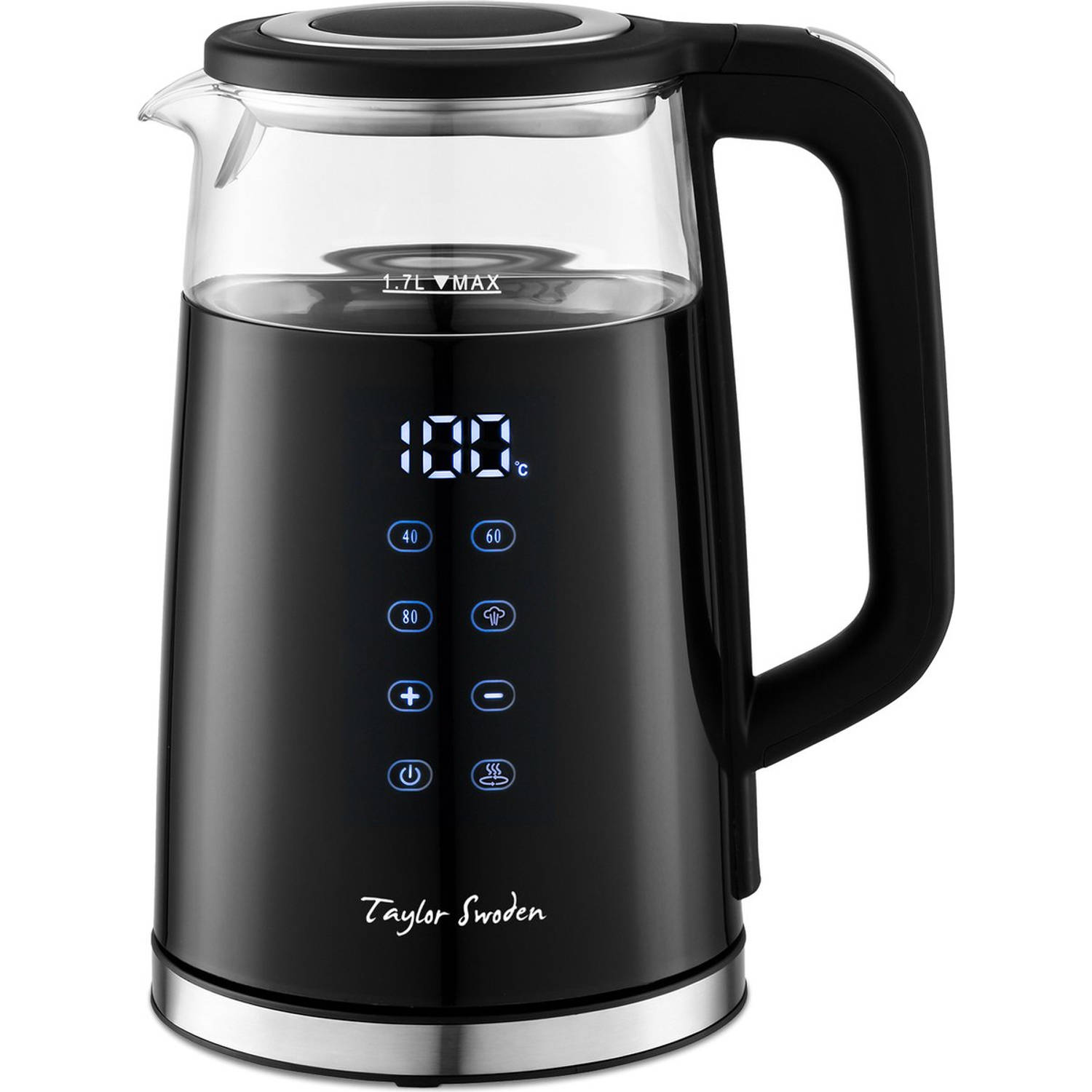 Taylor Swoden Denise - Waterkoker met Temperatuurregeling - Warmhoudfunctie - Dubbelwandig - Cool-touch - 1,7L - 2200W - Zwart