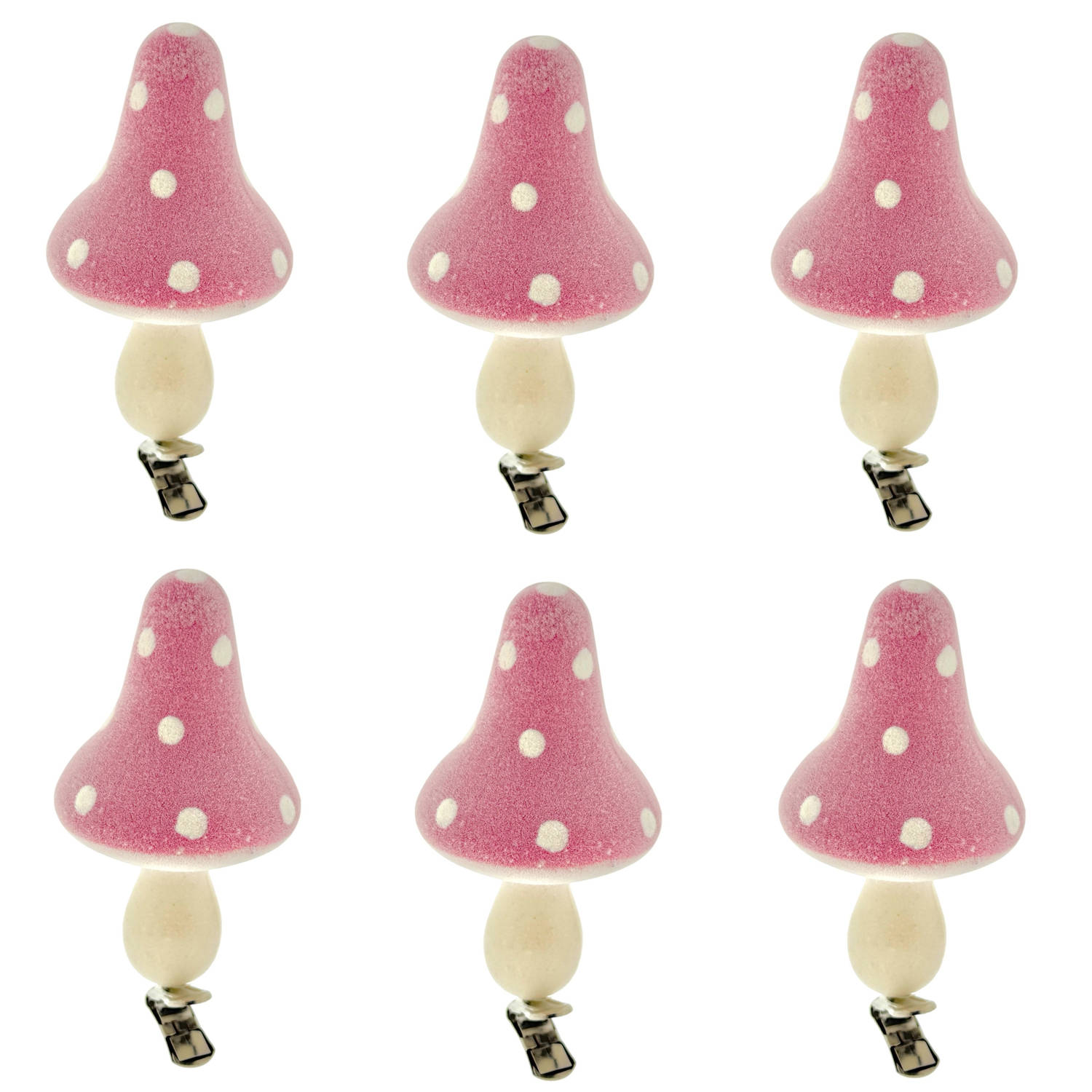 Decoratie Paddenstoelen Op Clip - 10 x 6 x 6 cm - 6 Stuks