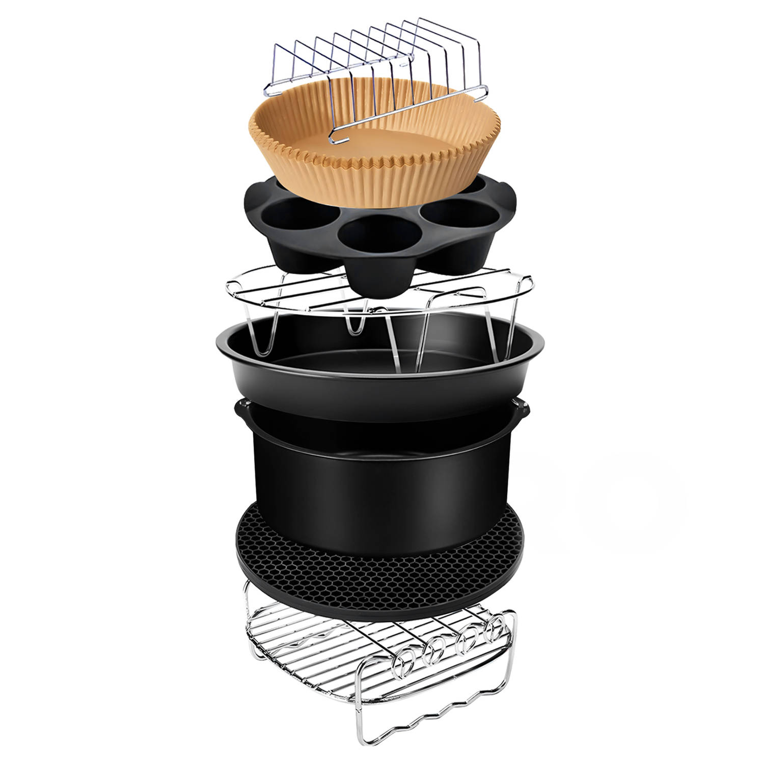 PROKING 8 Delige Airfryer Accesoire Set - Heteluchtfriteuse Te gebruiken voor: Philips Airfryer XL & Geschikt voor Inventum