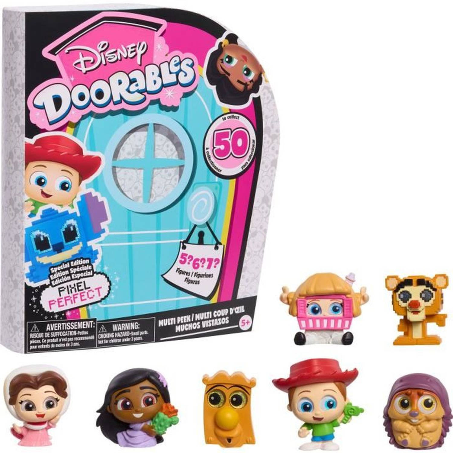 Verzamelbeeldjes - DISNEY Doorables - Multi Peek PIXEL PERFECT - 5 tot 7 beeldjes, 4 cm, 50 om te verzamelen, 8 pixelach