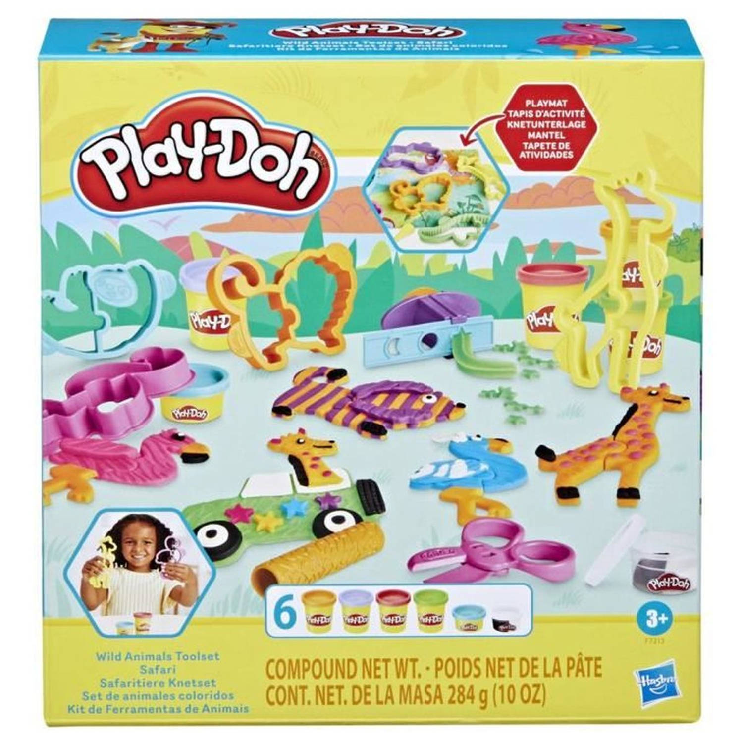 Play-Doh Safari boxset, creatieve boetseerklei-vrije tijd voor kinderen met als thema dieren, speelgoed voor kinderen va